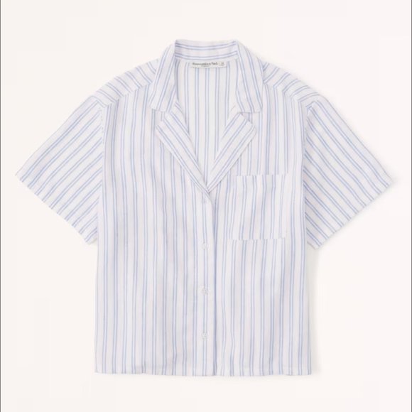 Abercrombie Matching Linen Blend Pajama Set - Picture 1 of 4